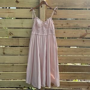 Sonderhaus Siren Dress Petal Pink Smocked Tie Straps Size XL